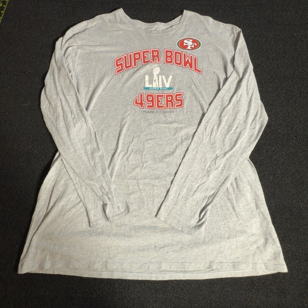 San Francisco 49ers Super Bowl LIV 2020 Long Sleeve Shirt Gray NFL Mens Size 2XL